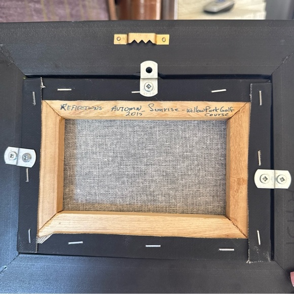 Oil painting landscape reflections autumn sunrise Willow Park golf course 2015 - Picture 8 of 14